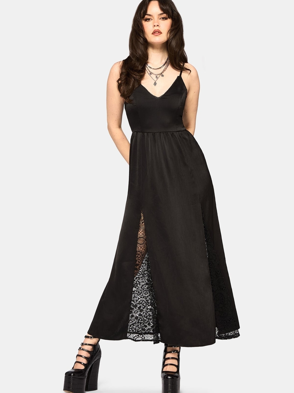 Disturbia Nite Lace Godet Cami Maxi Dress